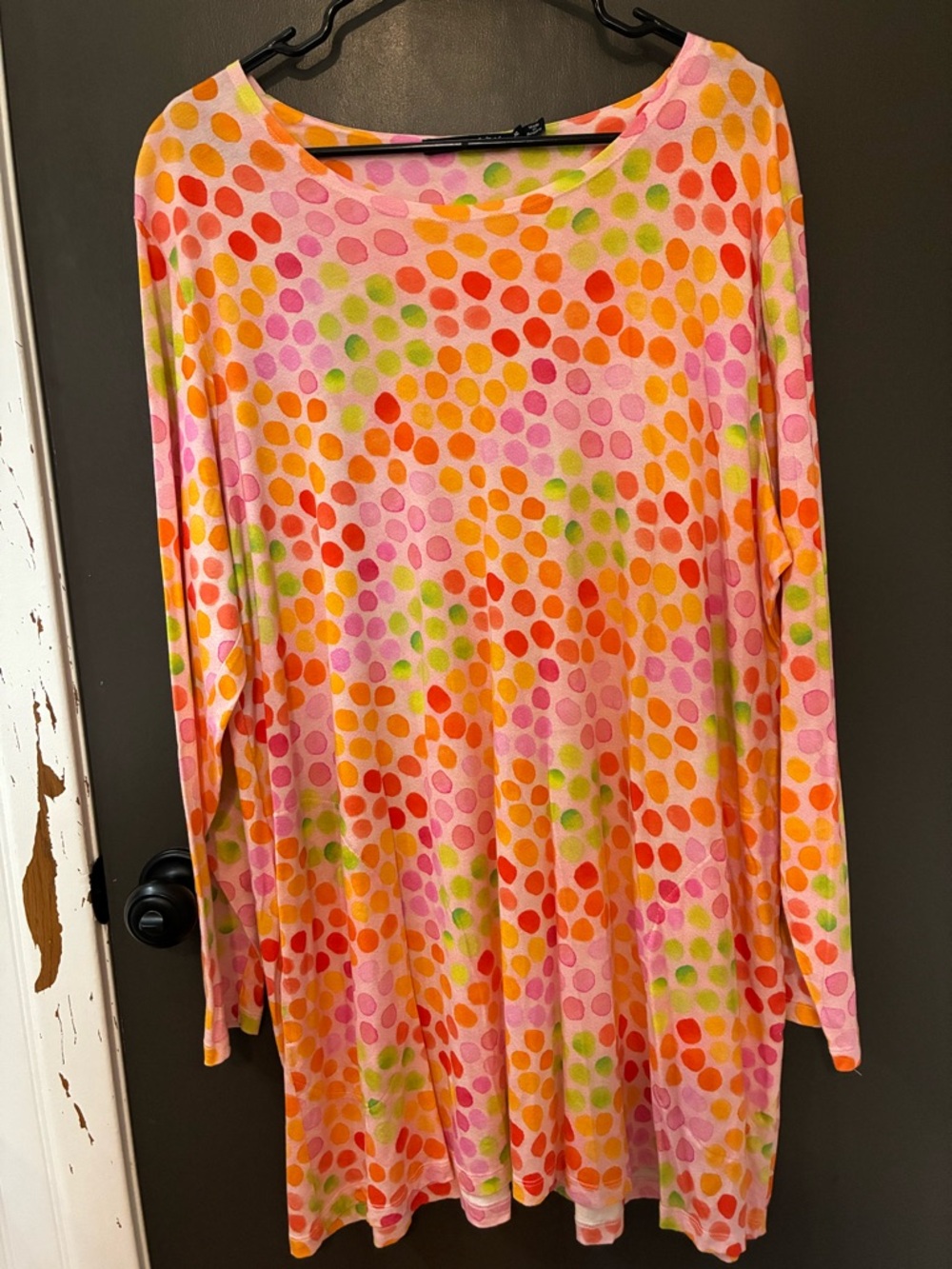 Gudrun Sjoden Bright Polka Dot Long Sleeve Tunic top/dress - Pink, Orange, Green